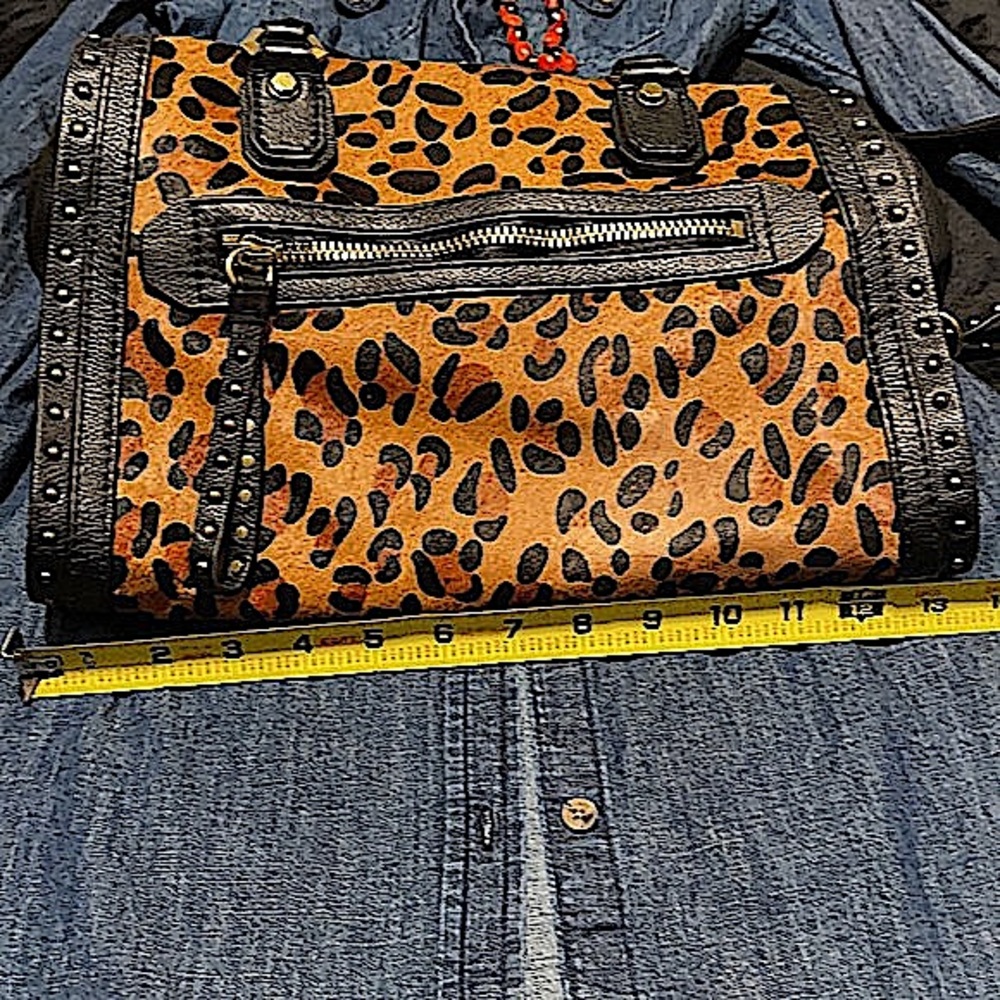 Replica orYANY Leopard Print/Cowhide Satchel Bag - Picture 11 of 12